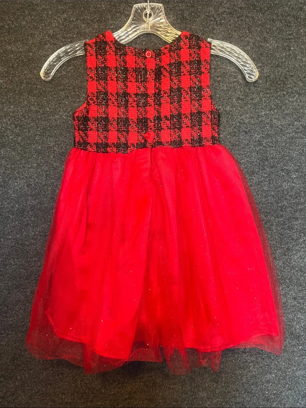Blueberi Boulevard Red and Black Plaid Tulle Party Dress